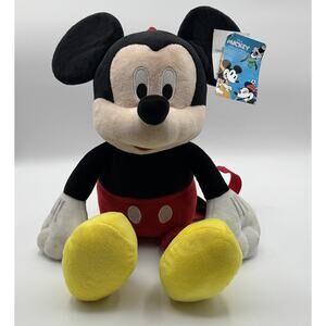 Disney Mickey Mouse Plush BackpackStuffed Animal Bag 17” Adjustable Straps - NWT